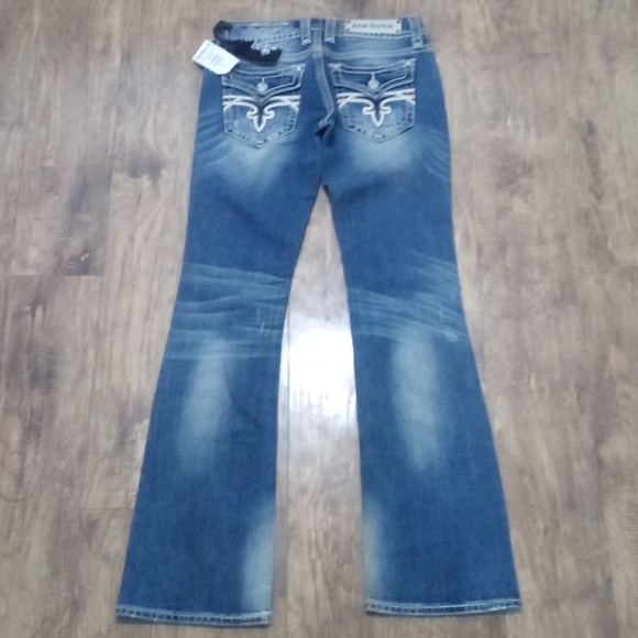 Rock Revival NWT Women's 28 Mandy Bootcut Embellished Faux Leather Flap Pockets - Picture 5 of 14